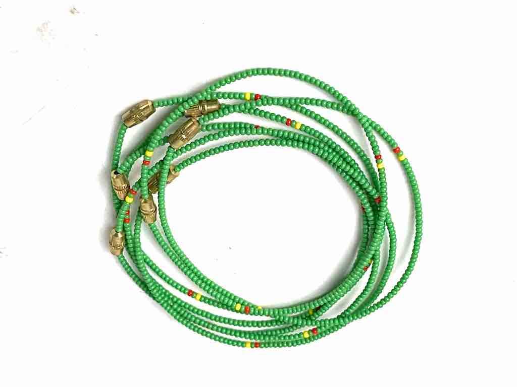 Green Tiny Bead Bracelet | Single Strand - Spiral Circle