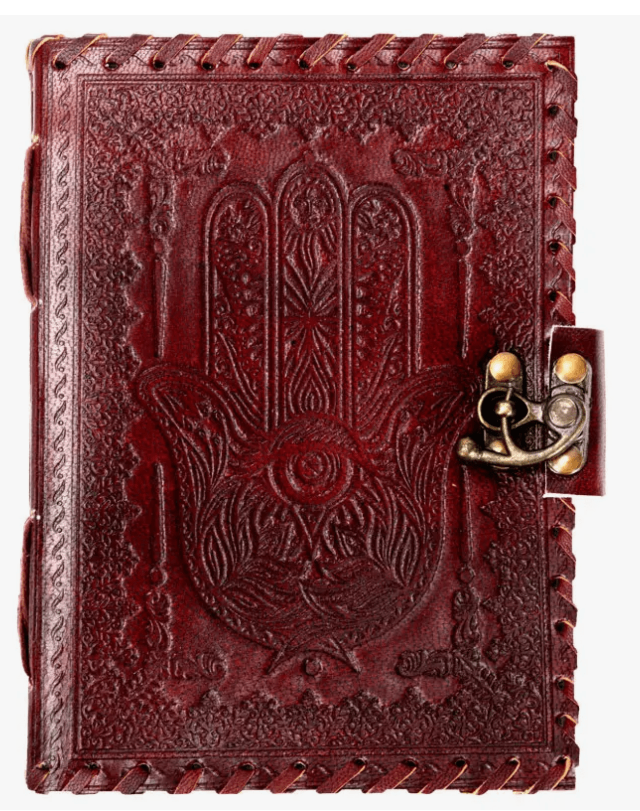 Hamsa Leather Journal - Spiral Circle