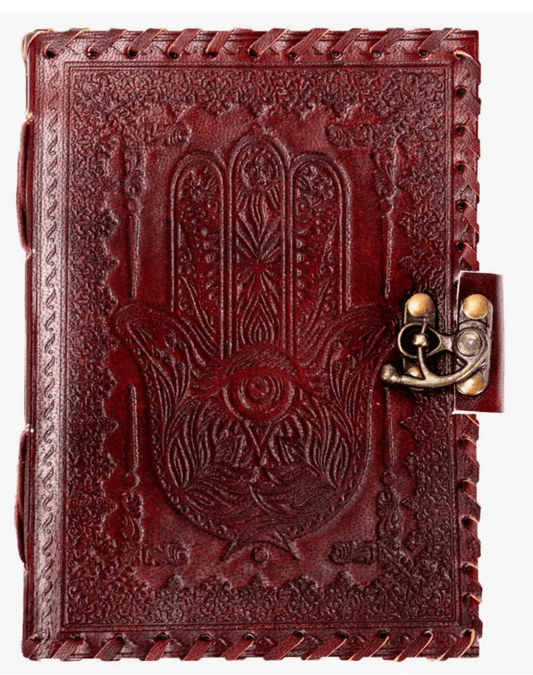 Hamsa Leather Journal - Spiral Circle