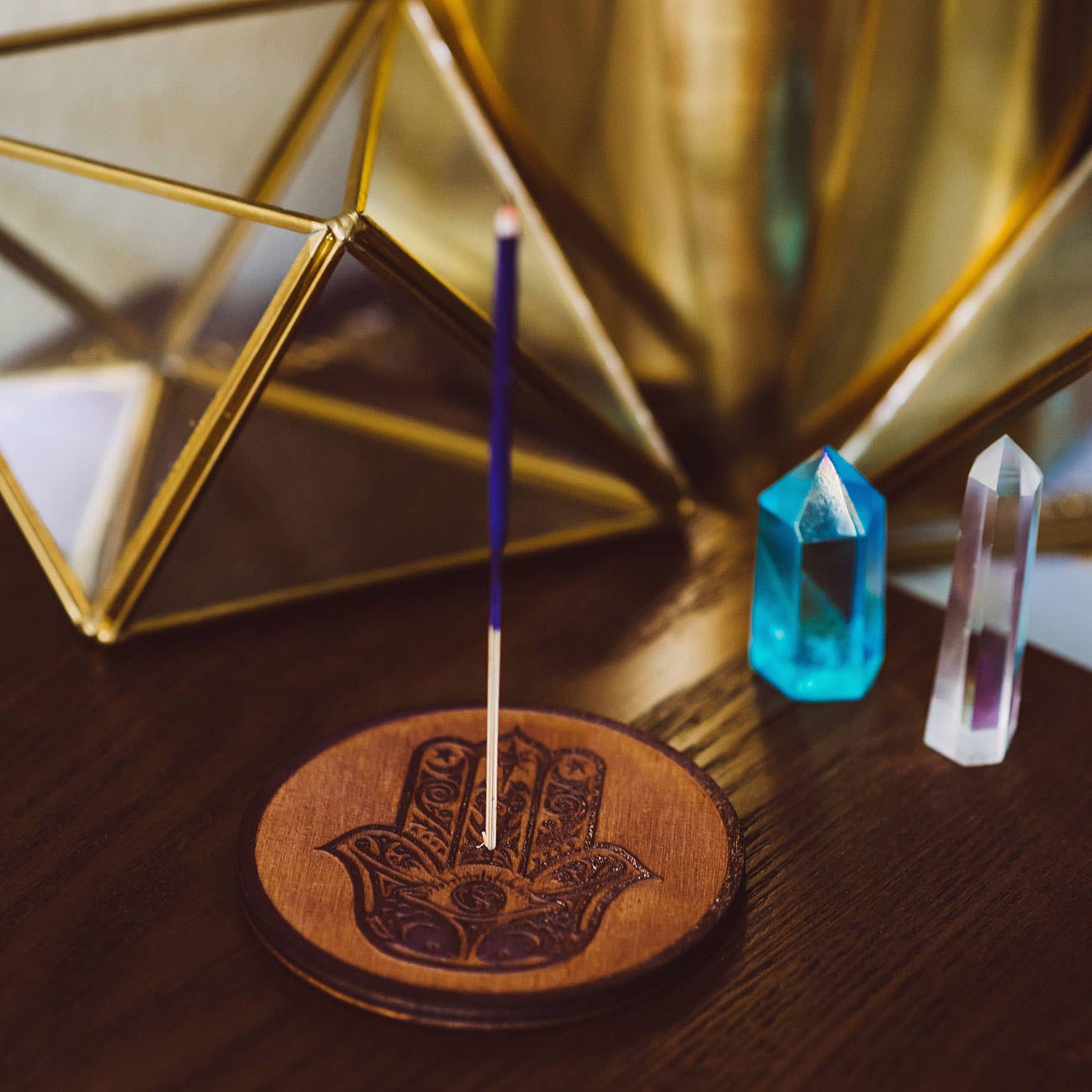Hamsa Stick Incense Burner - Spiral Circle
