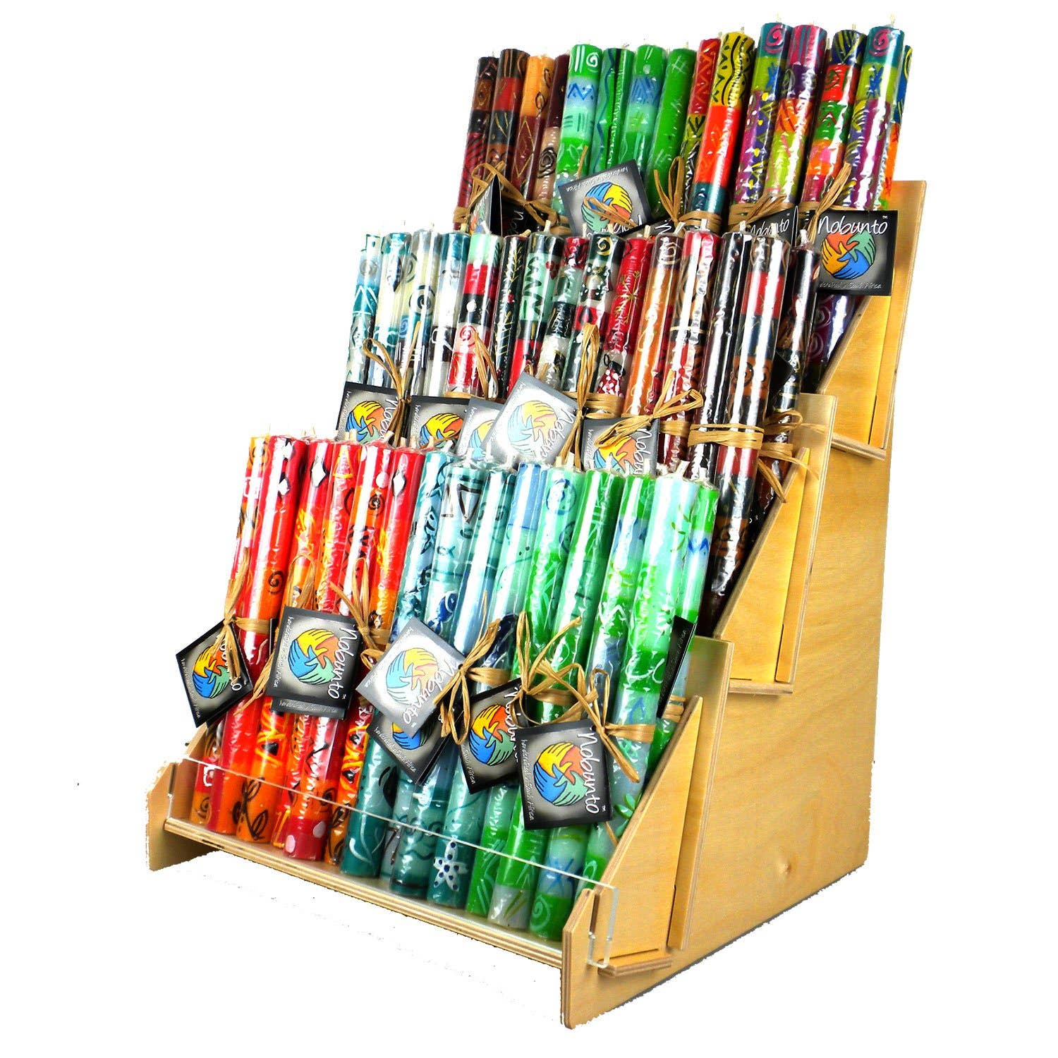 Hand Painted Taper Candles, Faire Trade from Africa - Spiral Circle