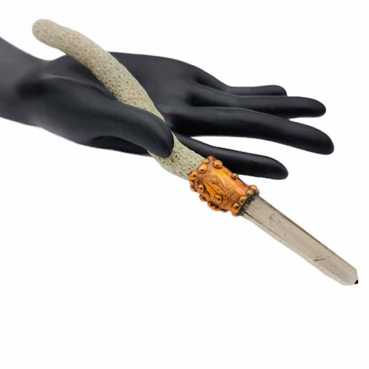 Handmade Smokey Quartz Wand - Spiral Circle