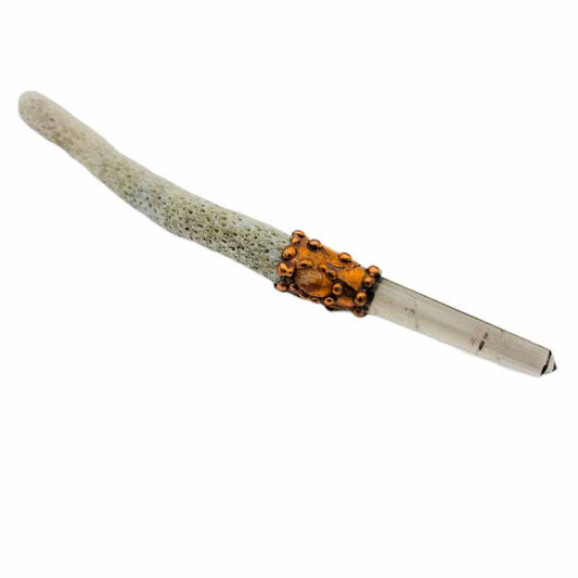 Handmade Smokey Quartz Wand - Spiral Circle