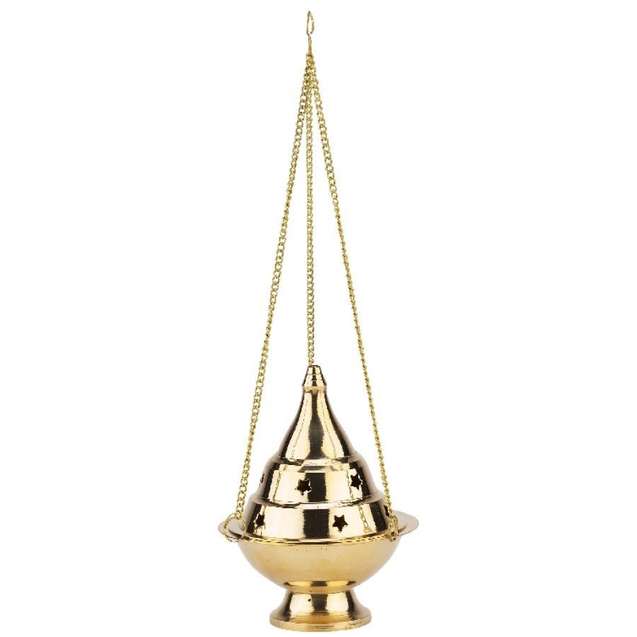 Hanging Brass Incense Burner | Stars | 4 Inches - Spiral Circle