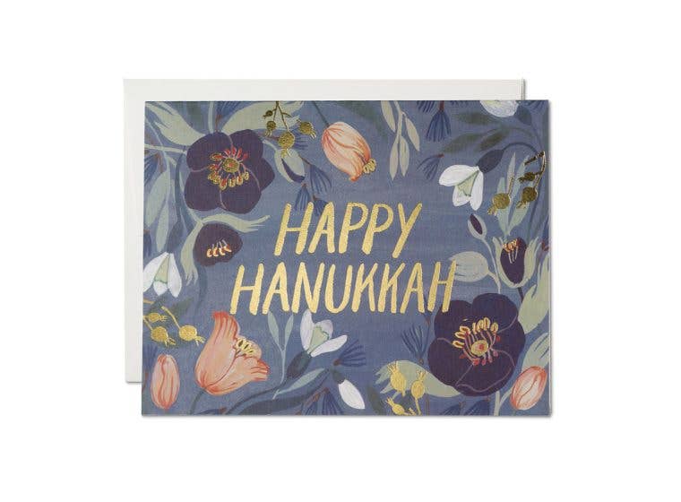 Hanukkah Flowers Hanukkah greeting card - Spiral Circle