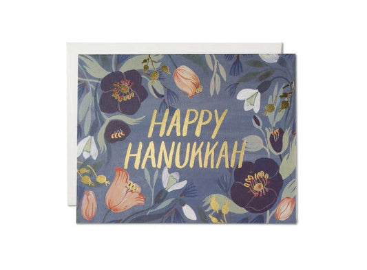 Hanukkah Flowers Hanukkah greeting card - Spiral Circle