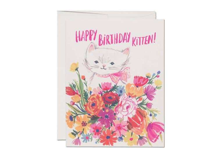 Happy Birthday Kitten birthday greeting card - Spiral Circle