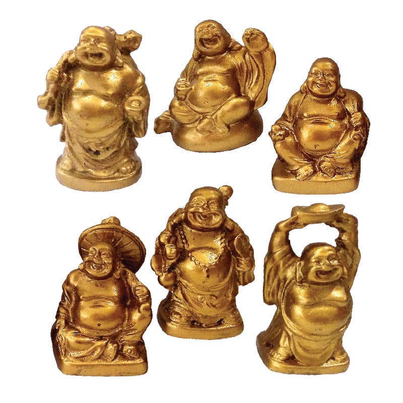 Happy Buddha Statues - Gold - Spiral Circle