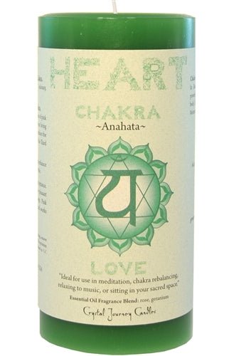 Heart Chakra Pillar Candle | Reiki Charged - Spiral Circle