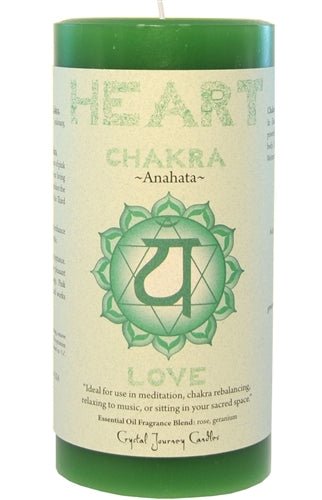 Heart Chakra Pillar Candle | Reiki Charged - Spiral Circle