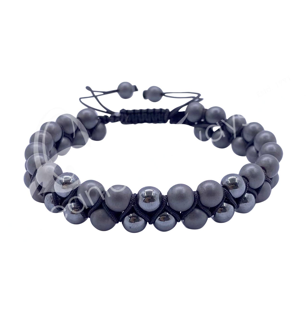 Hematite Double Row Adjustable Bracelet | 6MM - Spiral Circle