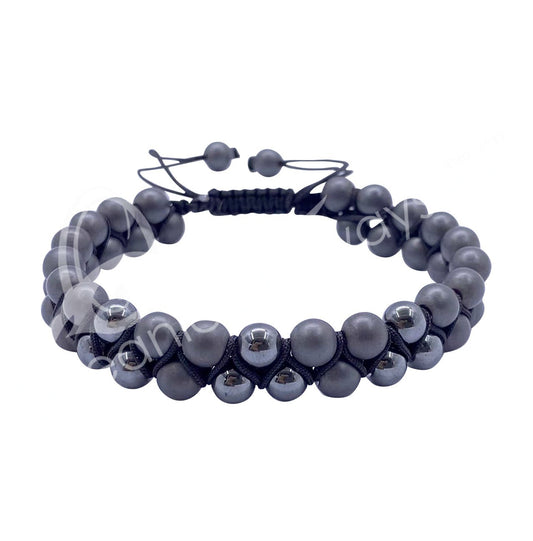 Hematite Double Row Adjustable Bracelet | 6MM - Spiral Circle