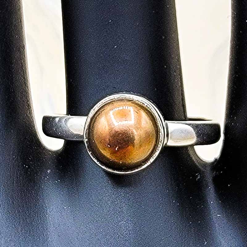 Hematite Polished Ring | Sterling Silver - Spiral Circle