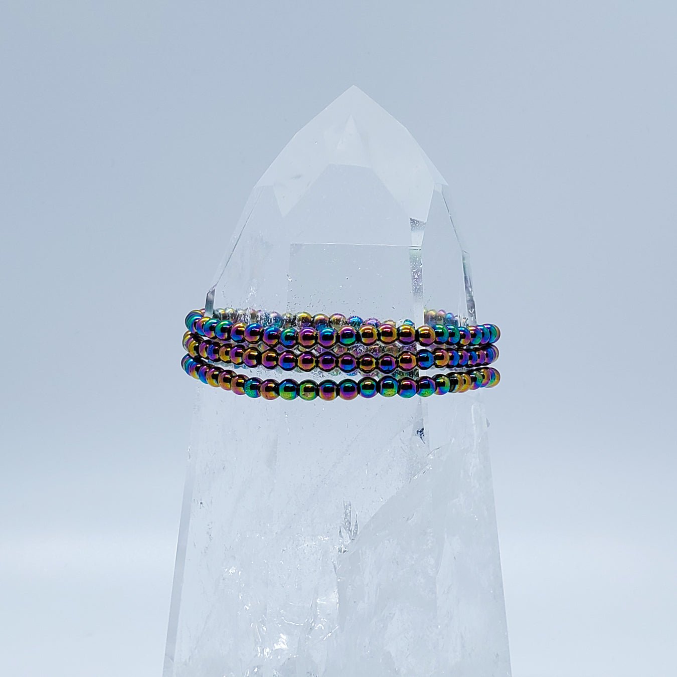 Hematite, Rainbow | Stone of Bright Futures | Stone Beaded Bracelet | 4mm - Spiral Circle