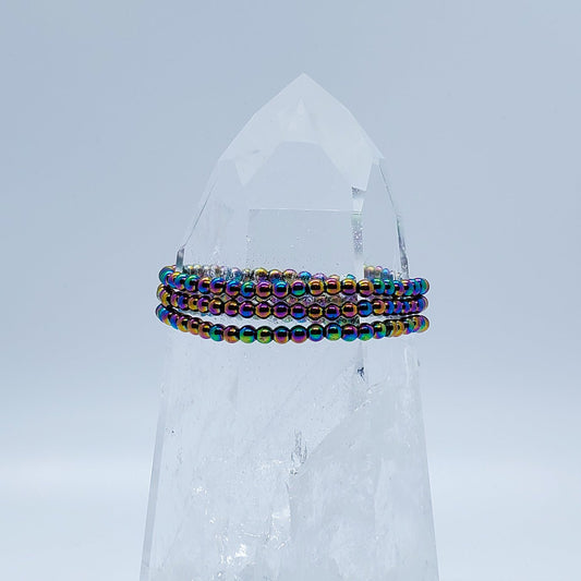 Hematite, Rainbow | Stone of Bright Futures | Stone Beaded Bracelet | 4mm - Spiral Circle