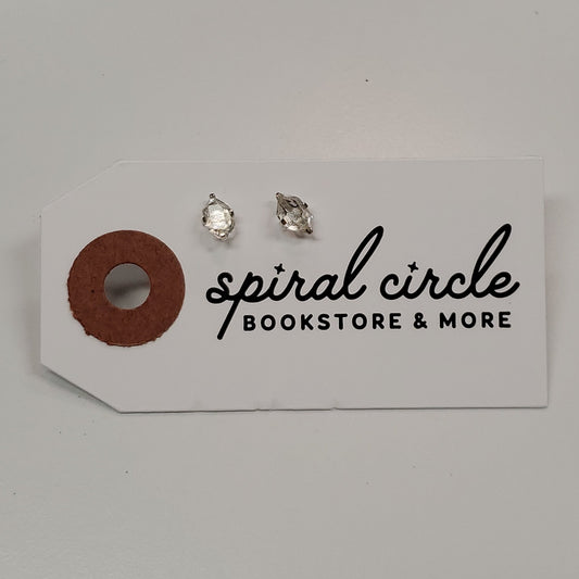 Herkimer Diamond Stud Earrings | Sterling Silver - Spiral Circle