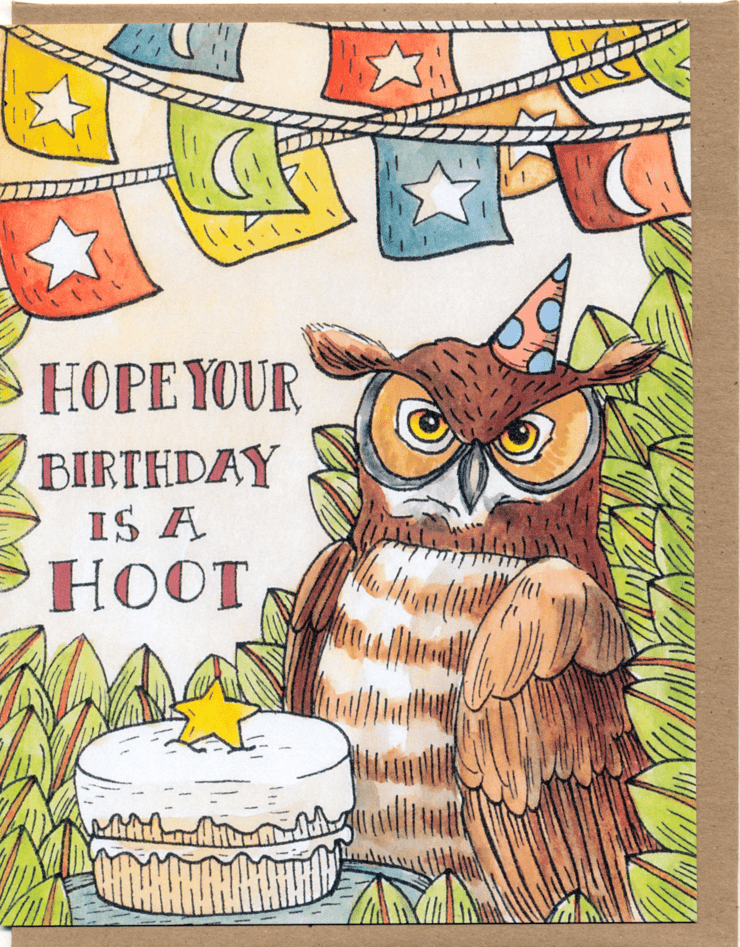 Hope Your Birthday Is A Hoot Card - Spiral Circle
