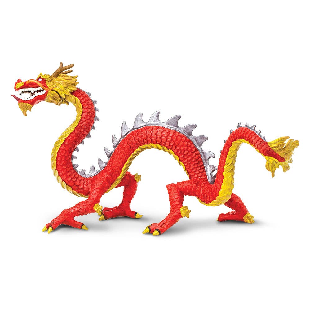 Horned Chinese Dragon Figurine - Spiral Circle