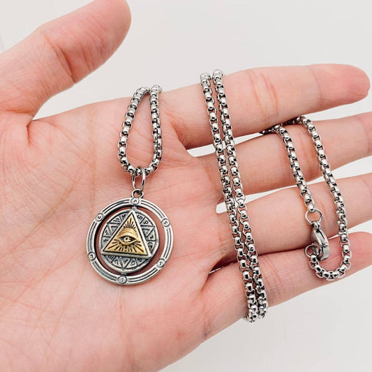 Horus Eye of God Rotatable Necklace - Spiral Circle