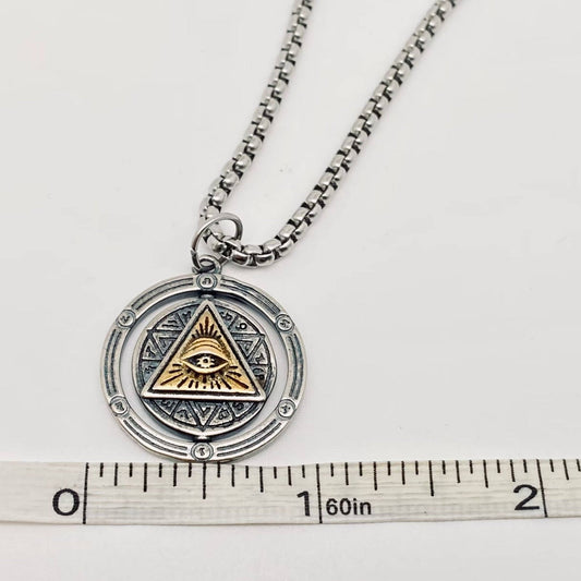 Horus Eye of God Rotatable Necklace - Spiral Circle