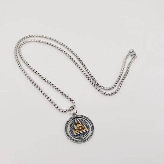 Horus Eye of God Rotatable Necklace - Spiral Circle