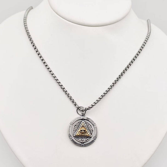 Horus Eye of God Rotatable Necklace - Spiral Circle