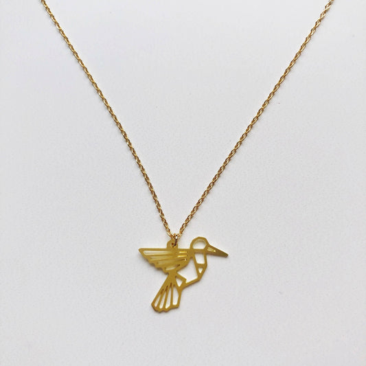Hummingbird Geometric Necklace - Spiral Circle