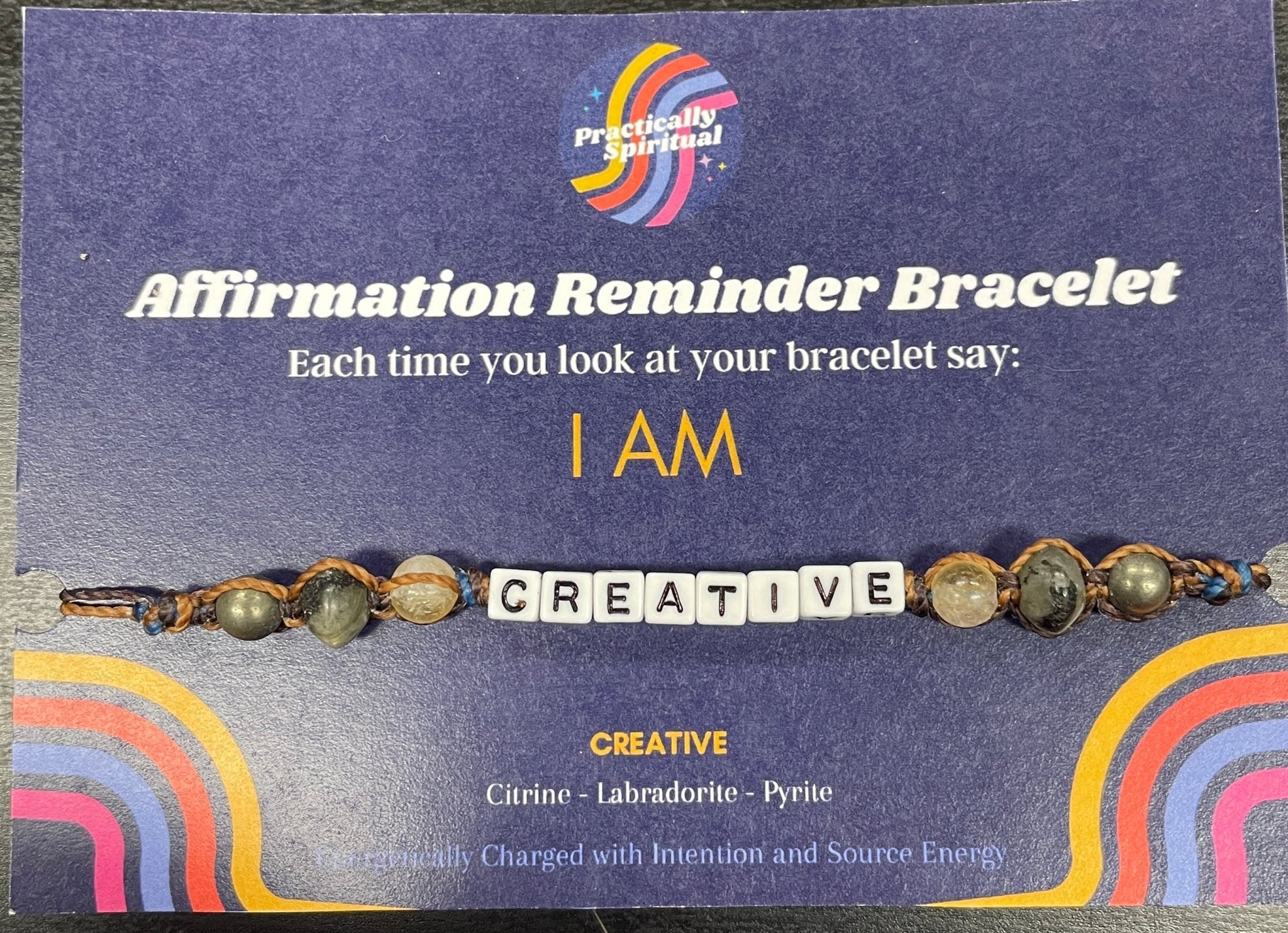 I AM Affirmation Reminder Bracelet - Spiral Circle