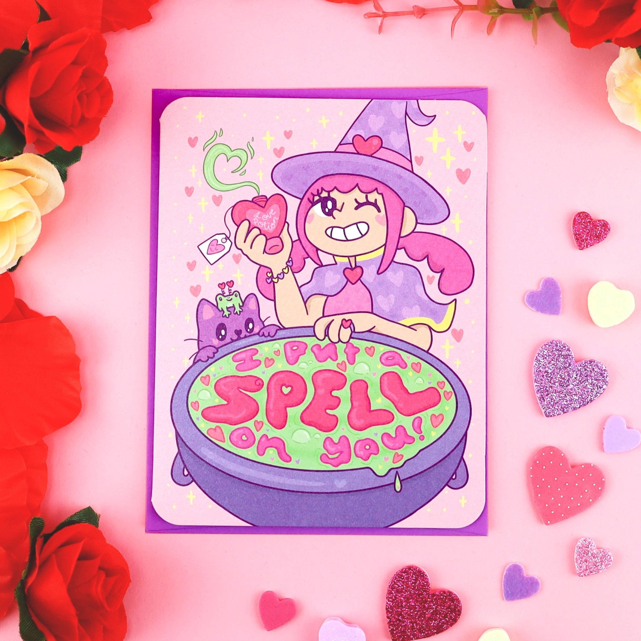 I Put A Spell On You Witchy Valentine's Day and Love Card - Spiral Circle