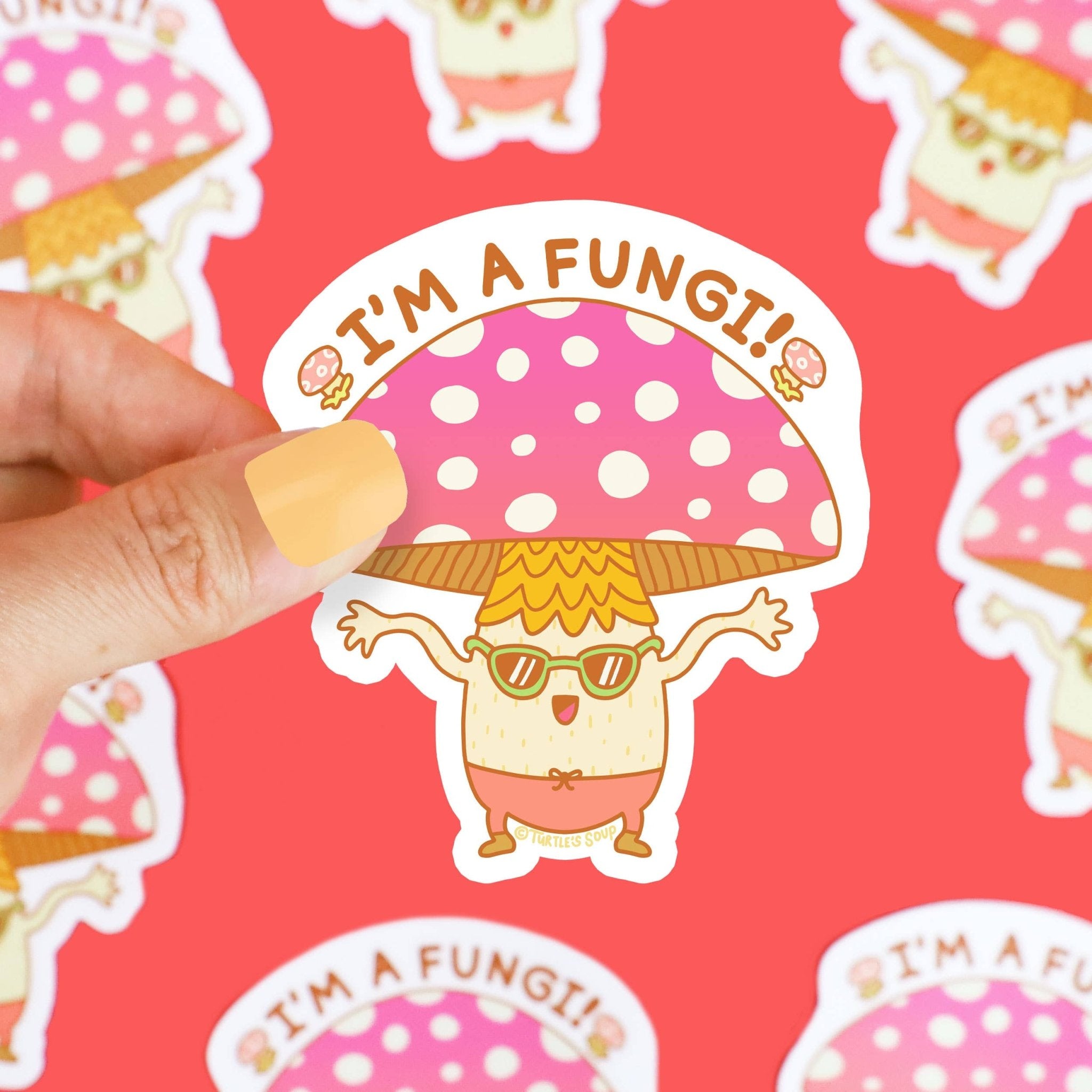I'm A Fungi Funny Vinyl Sticker - Spiral Circle