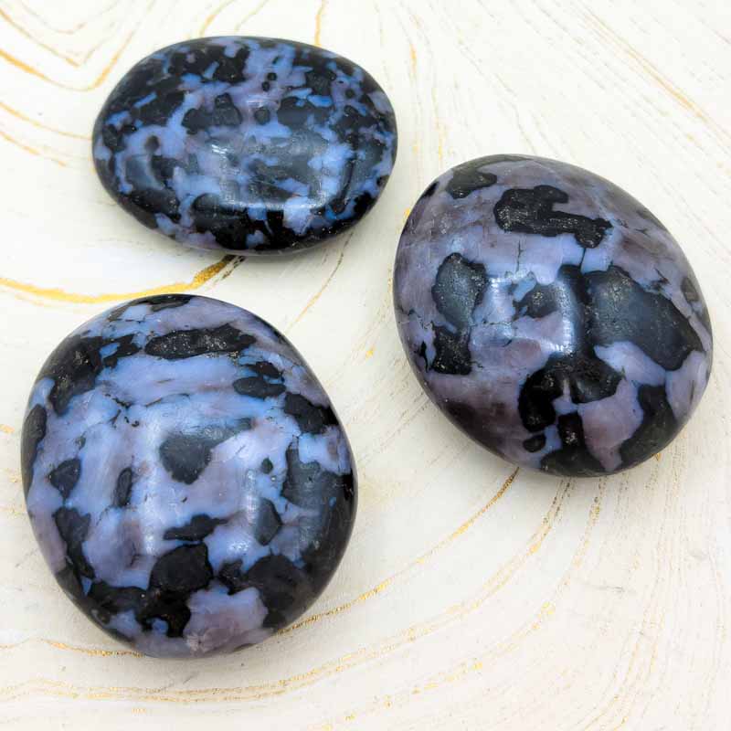 Indigo Gabbro | Palm Stone - Spiral Circle