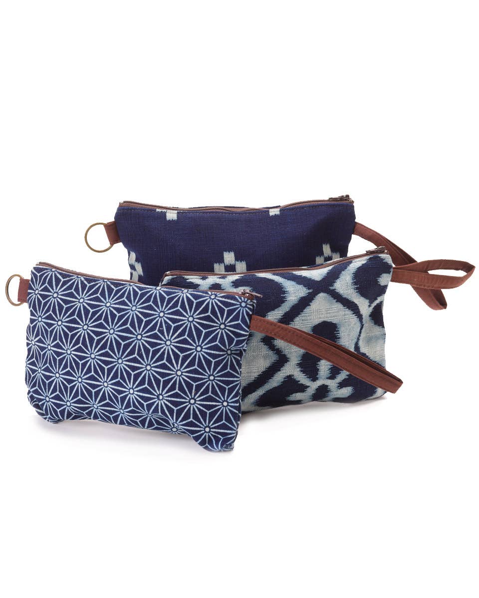 Indigo Print Pouch - Spiral Circle