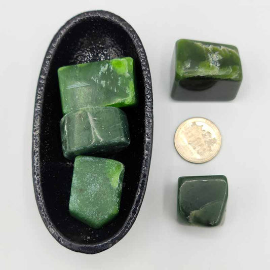 Jade, Green | Prosperity | Tumbled - Spiral Circle