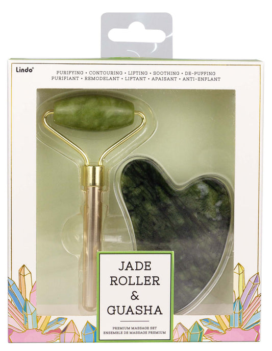 Jade Guasha & Mini Roller - Spiral Circle