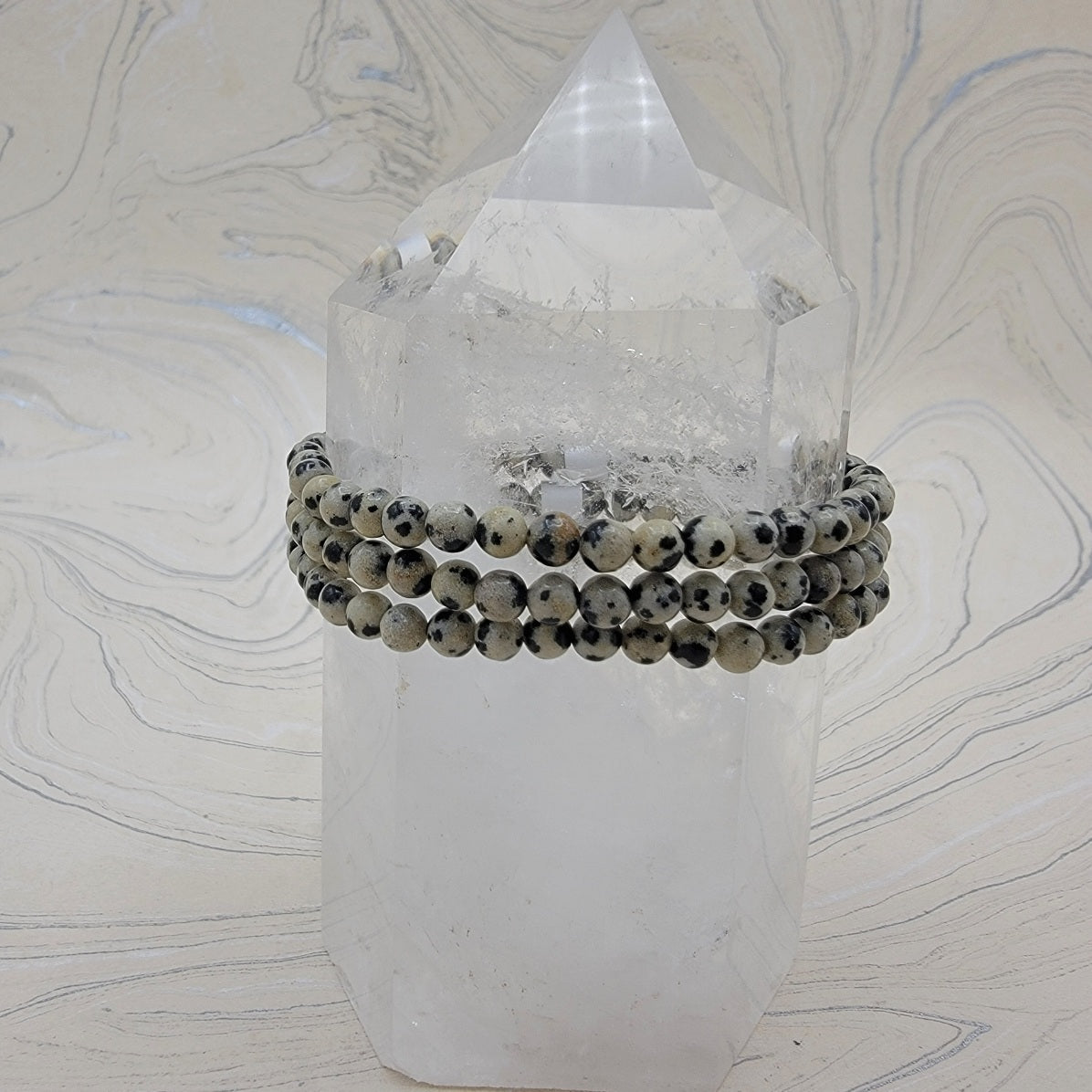 Jasper, Dalmation | Playfulness | Stone Beaded Bracelet | 4mm - Spiral Circle
