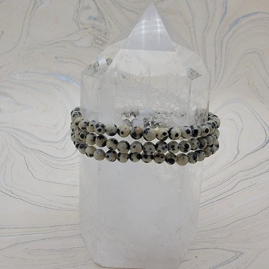 Jasper, Dalmation | Playfulness | Stone Beaded Bracelet | 4mm - Spiral Circle