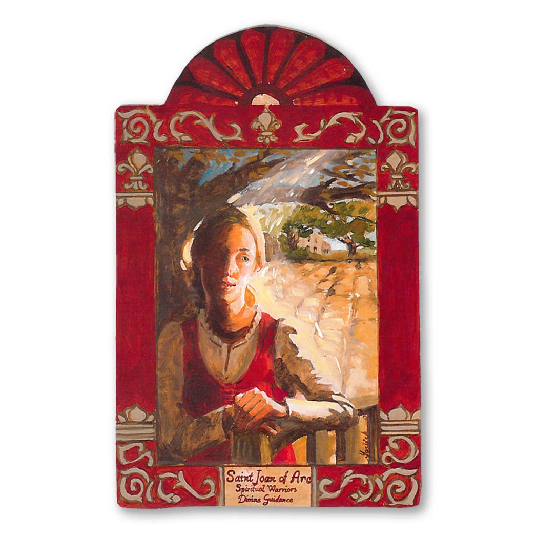 Joan of Arc | Spiritual Warrior and Divine Guidance | Wooden Pocket Plaque - Spiral Circle