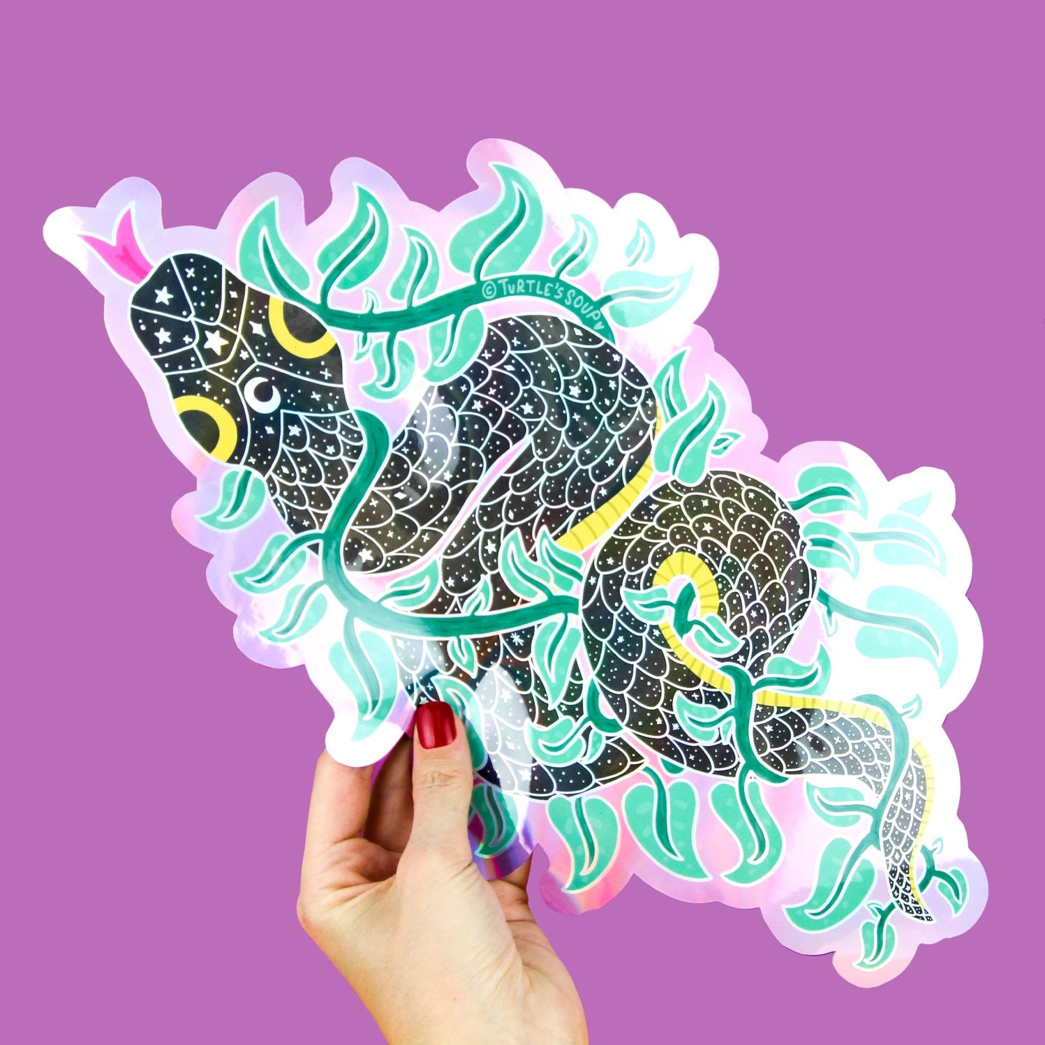 Jumbo Holographic Snake Vines Vinyl Sticker - Spiral Circle
