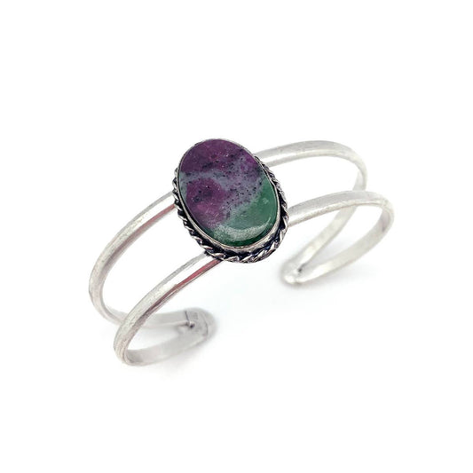 Kashi Semiprecious Stone Cuff Bracelet - Ruby Zoisite - Spiral Circle