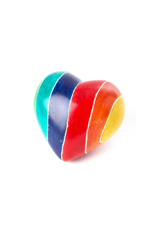Kenyan Rainbow Soapstone Heart Keepsakes - Spiral Circle