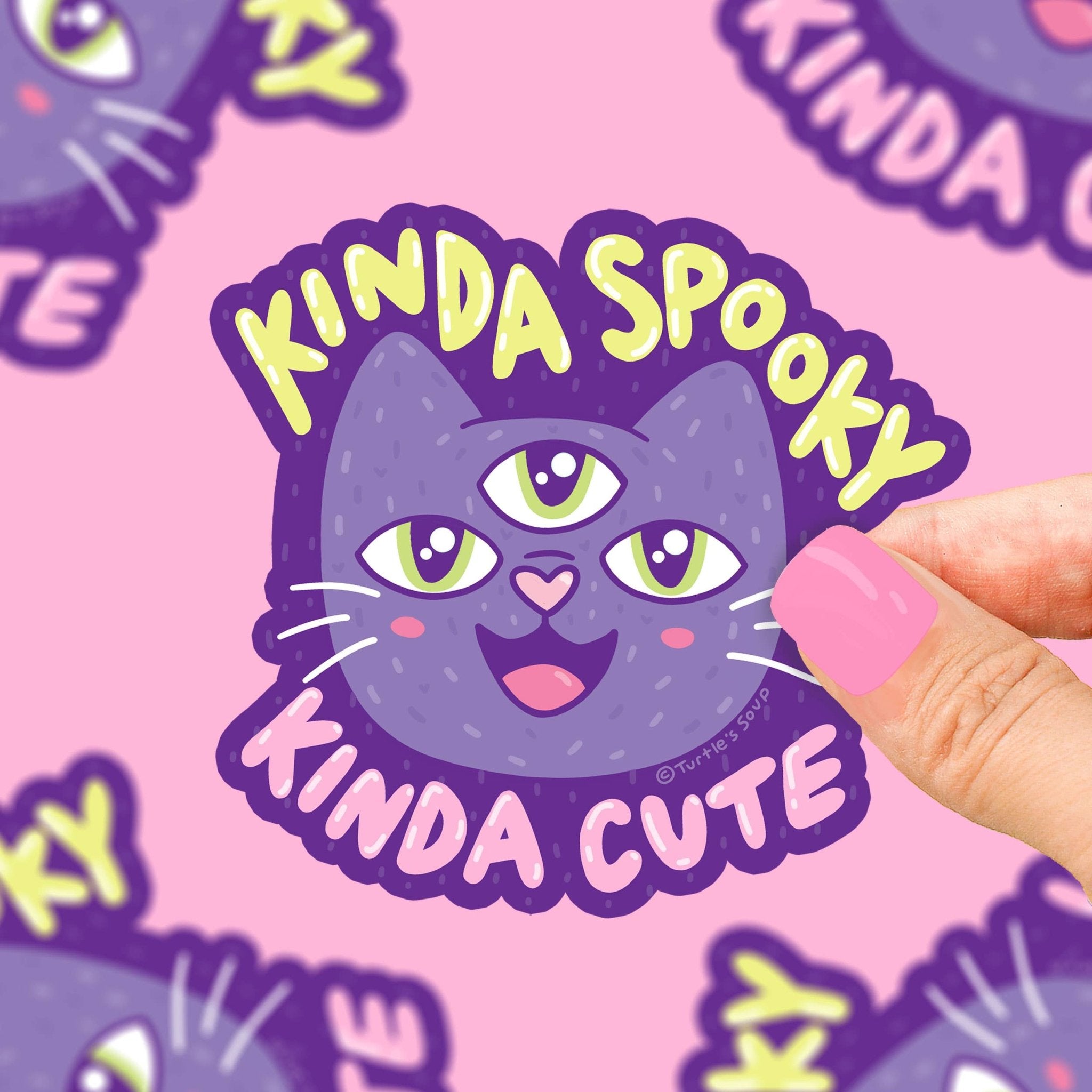 Kinda Spooky Kinda Cute Cat Vinyl Sticker - Spiral Circle