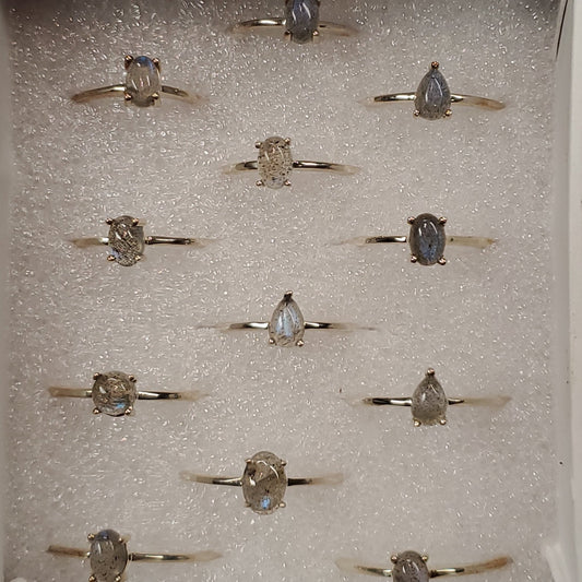 Labradorite Simple Ring | Sterling Silver - Spiral Circle