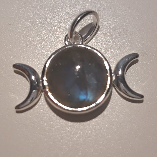 Labradorite Triple Goddess Pendant | Sterling Silver - Spiral Circle