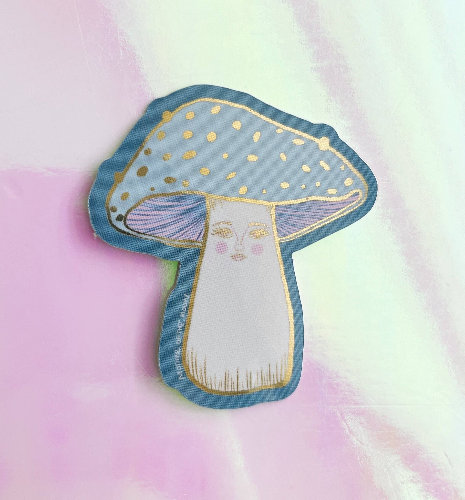 Lady Mushroom Glossy Metallic Sticker - Spiral Circle