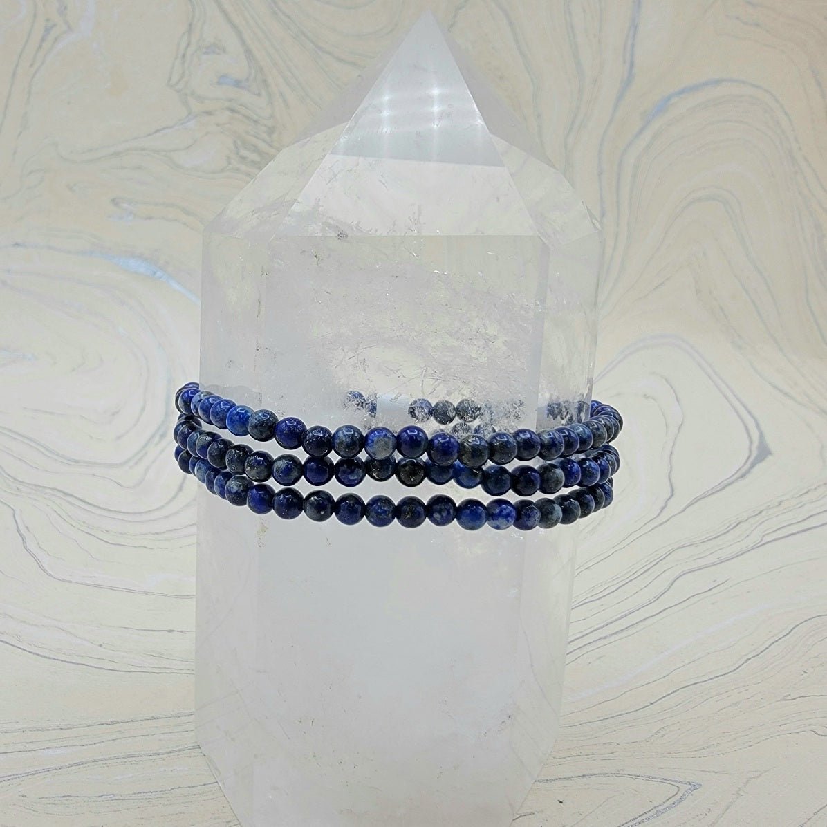 Lapis Lazuli | Manifestation | Stone Beaded Bracelet | 4mm | O - Spiral Circle