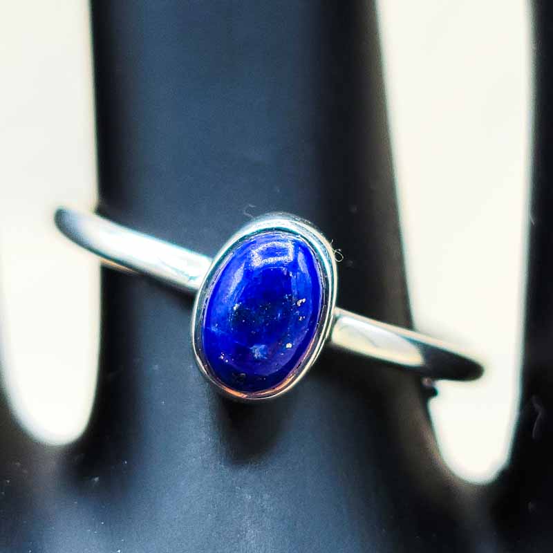 Lapis Lazuli Polished Simple Ring | Sterling Silver - Spiral Circle