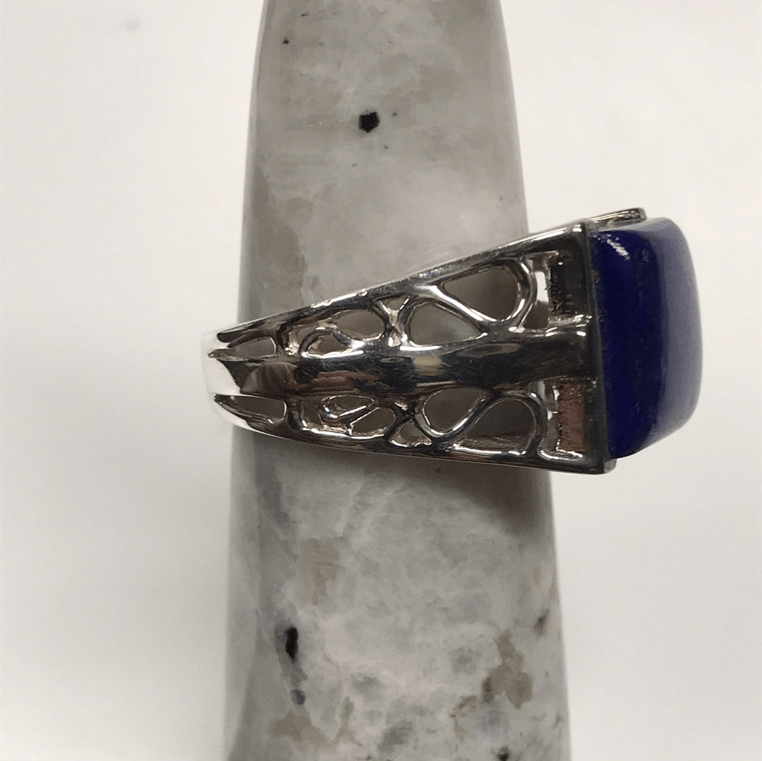 Lapis Lazuli Tower Unisexy Ring | Sterling Silver - Spiral Circle