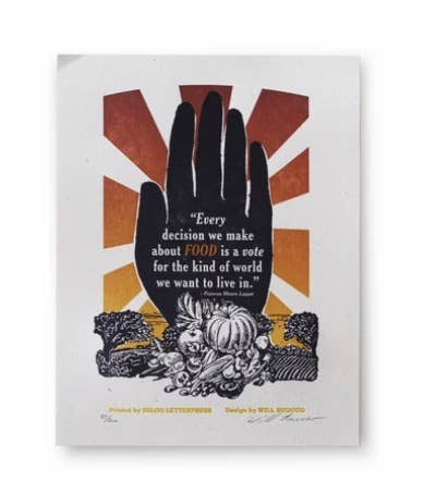 Lappe Food Quote Letterpress Poster - Spiral Circle