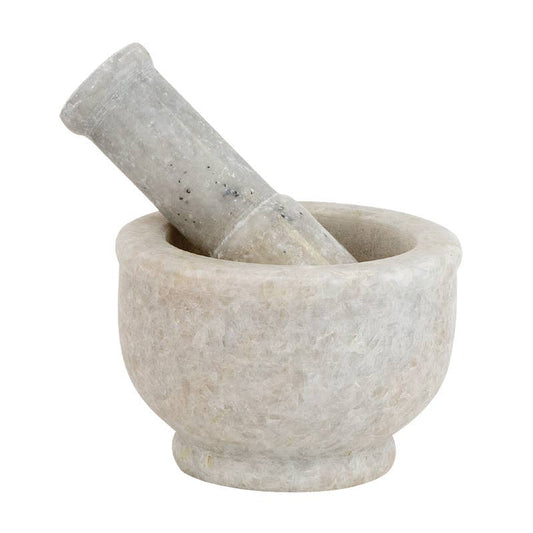 Large White Marble Mortar & Pestle - Spiral Circle