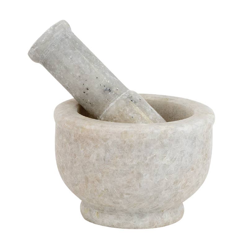 Large White Marble Mortar & Pestle - Spiral Circle
